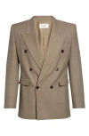Saint Laurent Wool Doublebreasted Jacket In Brown