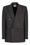 Saint Laurent Double-breasted Wool Jacket In Gray