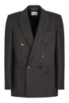 Saint Laurent Double-breasted Wool Jacket In Multi