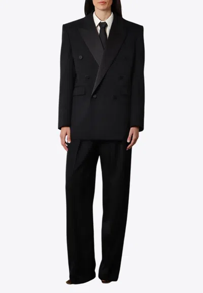Saint Laurent Double-breasted Wool Tuxedo In Black