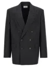 Saint Laurent Double-breasted Wool Blazer In Black