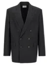 Saint Laurent Double-breasted Wool Blazer In Black