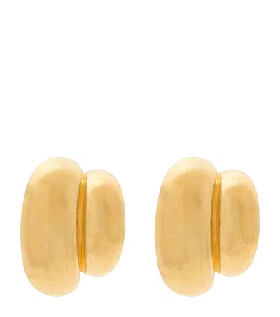 Saint Laurent Double Domed Clip-on Earrings In Metallic