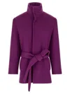 Saint Laurent Double-face Wool Coat Coats And Trench Coats Purple In Purple
