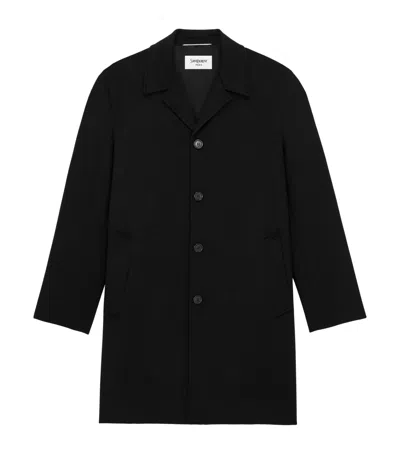 Saint Laurent Double-faced Cashmere Overcoat In Black