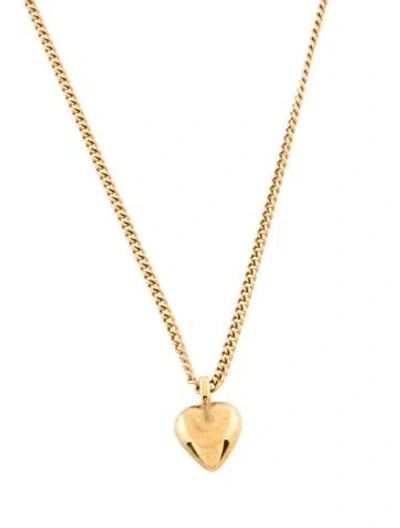 Pre-owned Saint Laurent Double Heart Charm Sliding Adjustable Pendant Necklace, 26" In Multi