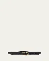 Saint Laurent Double Oval Skinny Leather Belt In Black
