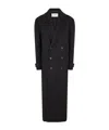 Saint Laurent Double-breasted Wool Coat In Black
