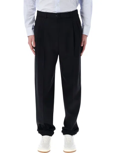 Saint Laurent Tailored Pleat Front Formal Trousers Belt Loops In Blue