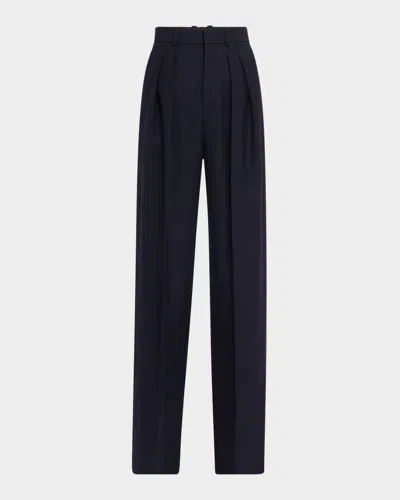Saint Laurent Double-pleated Straight-leg Wool Pants