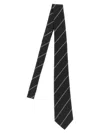 Saint Laurent Silk Tie With Subtle Diagonal Stripes In Black