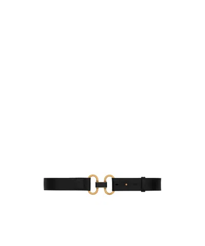 Saint Laurent Double Ring Belt In Leather In Black