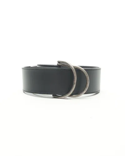 Saint Laurent Double Ring Leather Belt, Size 80 In Black