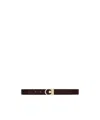 Saint Laurent Double-sided Belt In Black/reddish Brown