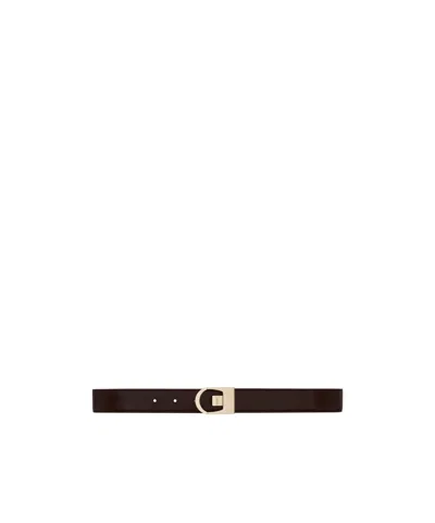 Saint Laurent Double-sided Belt In Black/reddish Brown
