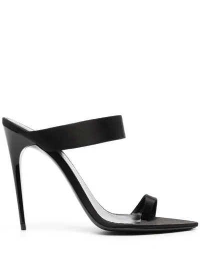 Saint Laurent Double-strap 110mm Silk Mules In Black