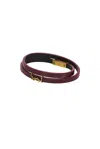Saint Laurent Double Wrap Bracelet In Burnt Sand & Dark Burgundy