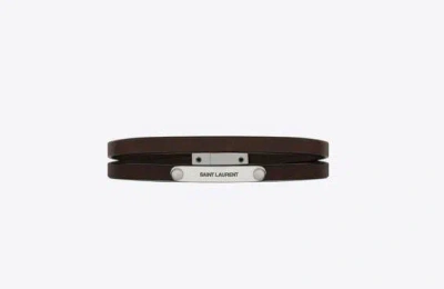 Saint Laurent Double-wrap Bracelet In Leather In Brown