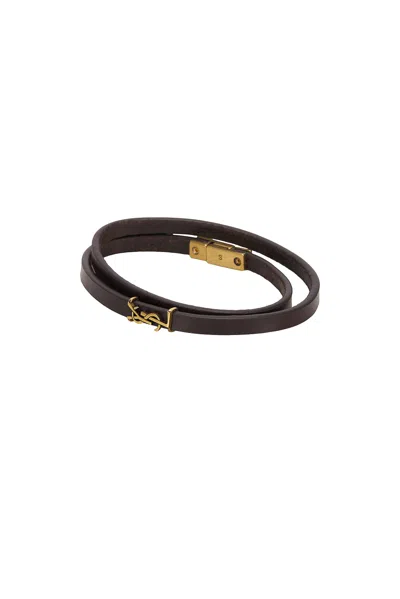 Saint Laurent Double Wrap Bracelet In Mountain Rock