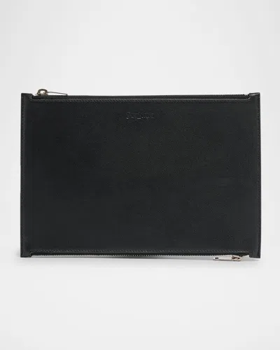 Saint Laurent Double-zip Travel Pouch Bag In Leather In Black