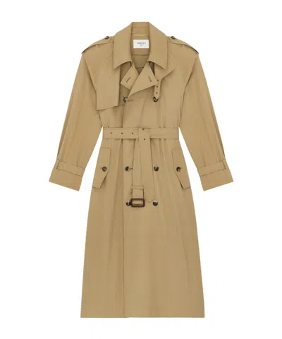Saint Laurent Double-breasted Belted Trench Coat In Green