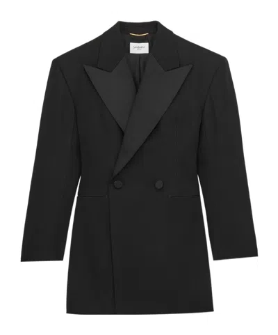 Saint Laurent Double-breasted Blazer In Black