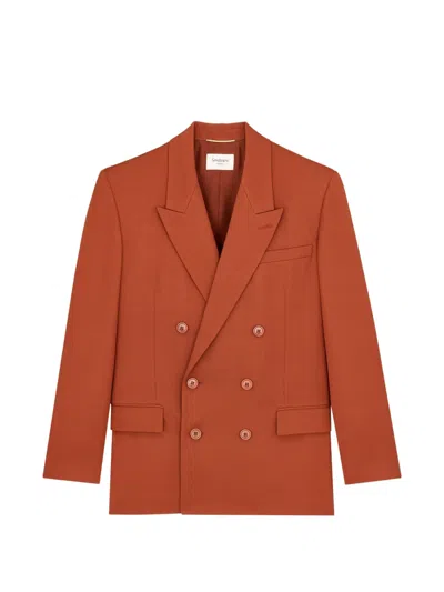 Saint Laurent Double-breasted Blazer In Orange