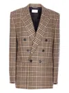 Saint Laurent Double-breasted Checked Silk And Cashmere-blend Blazer In Multi