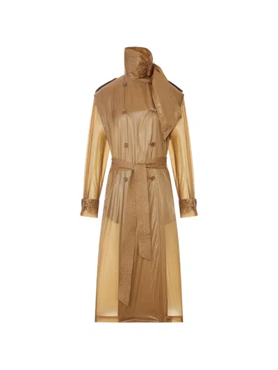 Saint Laurent Double-breasted Coat In Brown