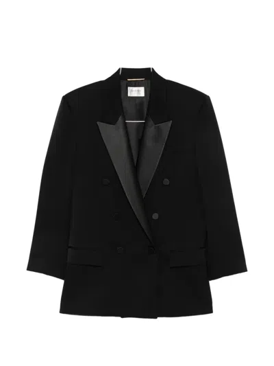 Saint Laurent Double-breasted Peak-lapels Blazer In Black