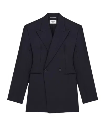 Saint Laurent Double-breasted Tailored Blazer In Ocean