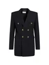 Saint Laurent Double-breasted Virgin Wool Gabardine Jacket In Navy In Black
