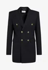 Saint Laurent Double-breasted Virgin Wool Gabardine Jacket In Navy In Blue