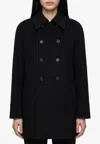 Saint Laurent Wool Double-breasted Coat In Black