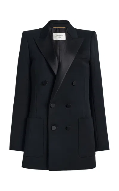 Saint Laurent Double-breasted Wool Jacket In Black