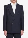 Saint Laurent Wool Blazer Double-breasted Chest Pocket In Blue