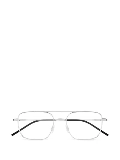 Saint Laurent Double-bridge Glasses In Silver