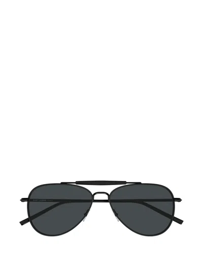 Saint Laurent Double-bridge Pilot-frame Sunglasses In Black