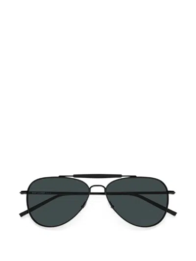 Saint Laurent Double-bridge Pilot-frame Sunglasses In Black