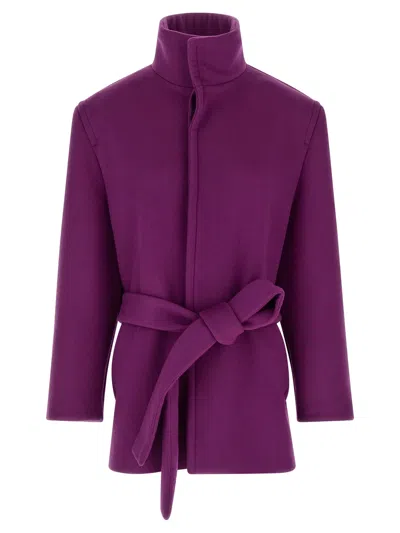 Saint Laurent Double-face Wool Coat In Purple