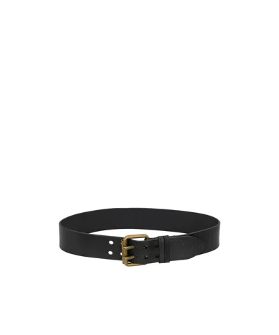 Saint Laurent Double-pin Buckle Belt In Black