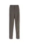 Saint Laurent Dove Grey Wool Pant In Noix