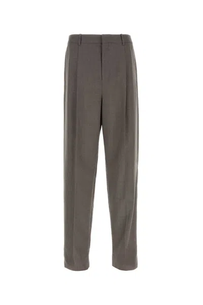 Saint Laurent Dove Grey Wool Pant In Noix