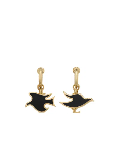 Saint Laurent Dove-shaped Earrings In Gold