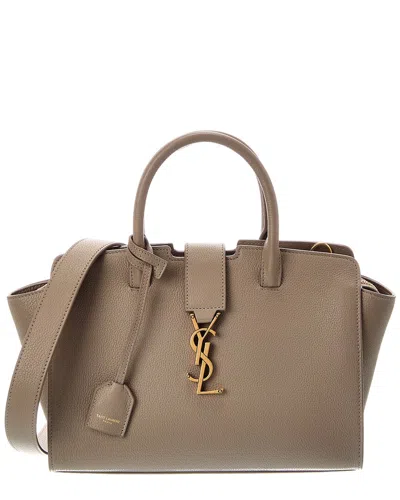 Saint Laurent Downtown Cabas Leather Tote In Brown
