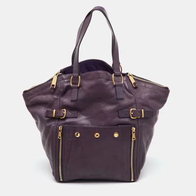 Pre-owned Saint Laurent Downtown Medium Purple Leather Tote