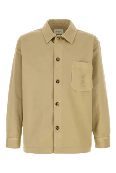 Saint Laurent Downtown Overshirt Shirt In Neutral