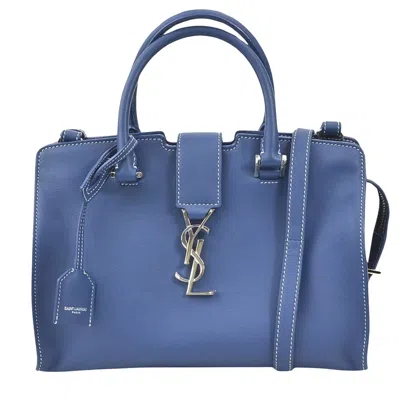 Saint Laurent Downtown Silver Leather Shoulder Bag () In Blue