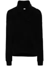 Saint Laurent Women's Hoodie Col Drape Molleton Doux Black In Noir