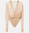 Saint Laurent Draped Bodysuit In Pink